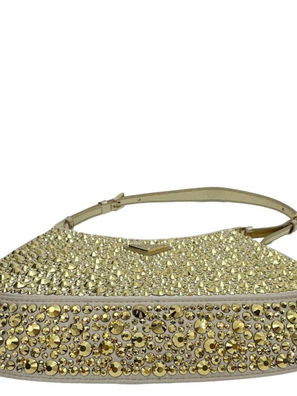 Prada Cleo Cristal Embellished Satin Shoulder Bag Gold - Picture 6 of 13
